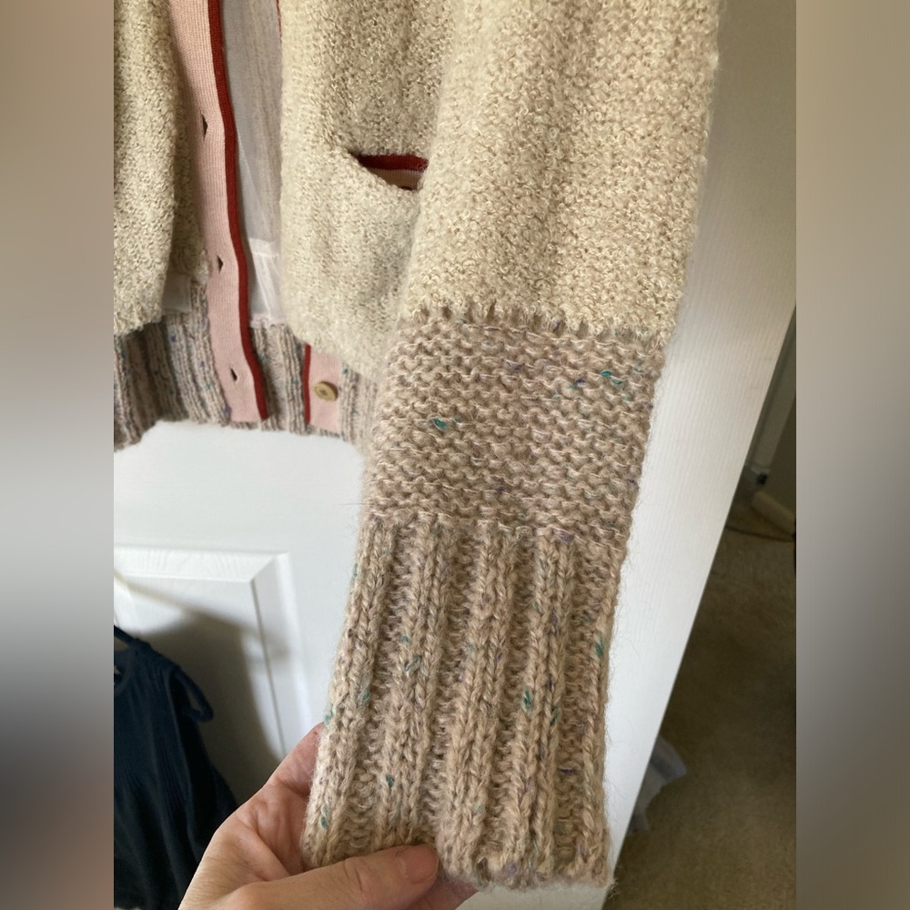 🧵2/$80🧵 CHARLIE & ROBIN Anthro Cardigan, tulle, boucle, unique, ribbon trim - Picture 5 of 17